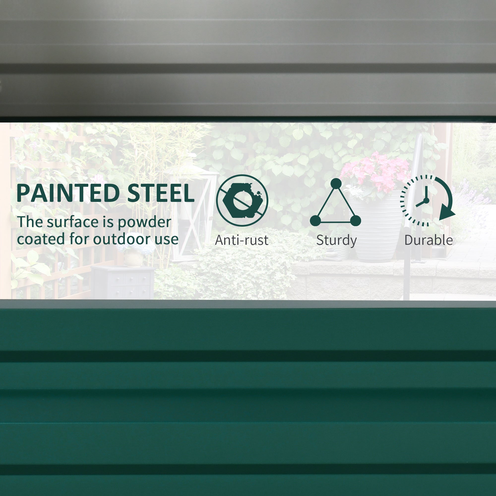 Raised Garden Beds, Outdoor Planters for Herbs and Vegetables, Galvanized Green