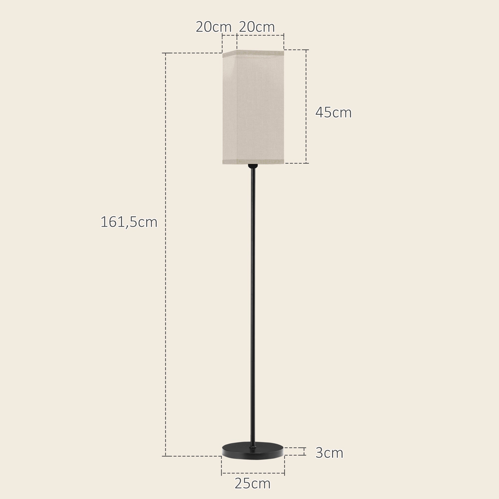 Floor Lamp, Foot Switch, Linen-Look Shade, Black