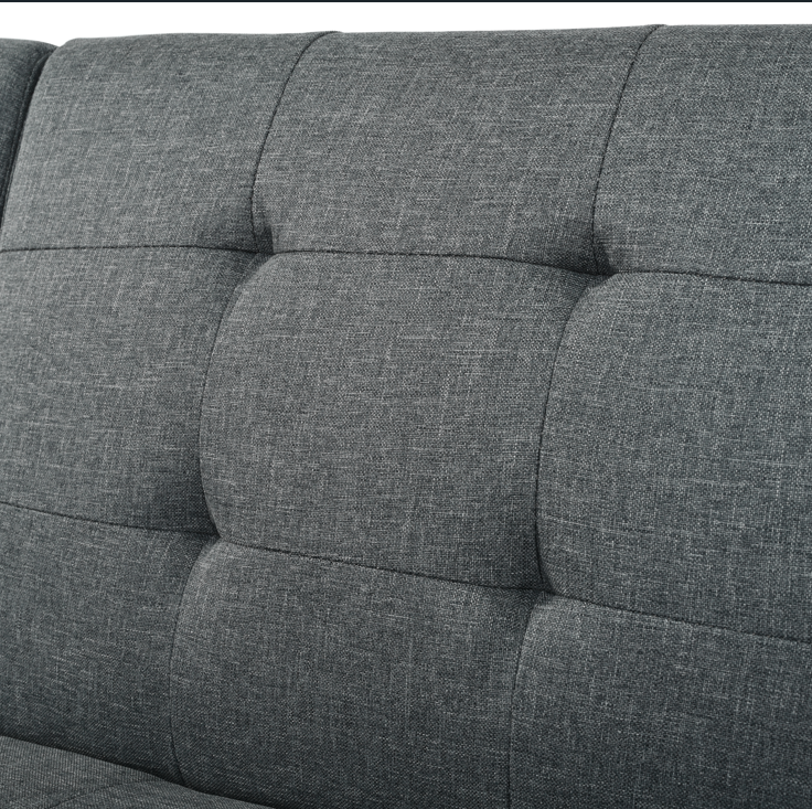 Foldable Futon Sofa Bed 146cm 5-Position Adjustable Backrest - Grey