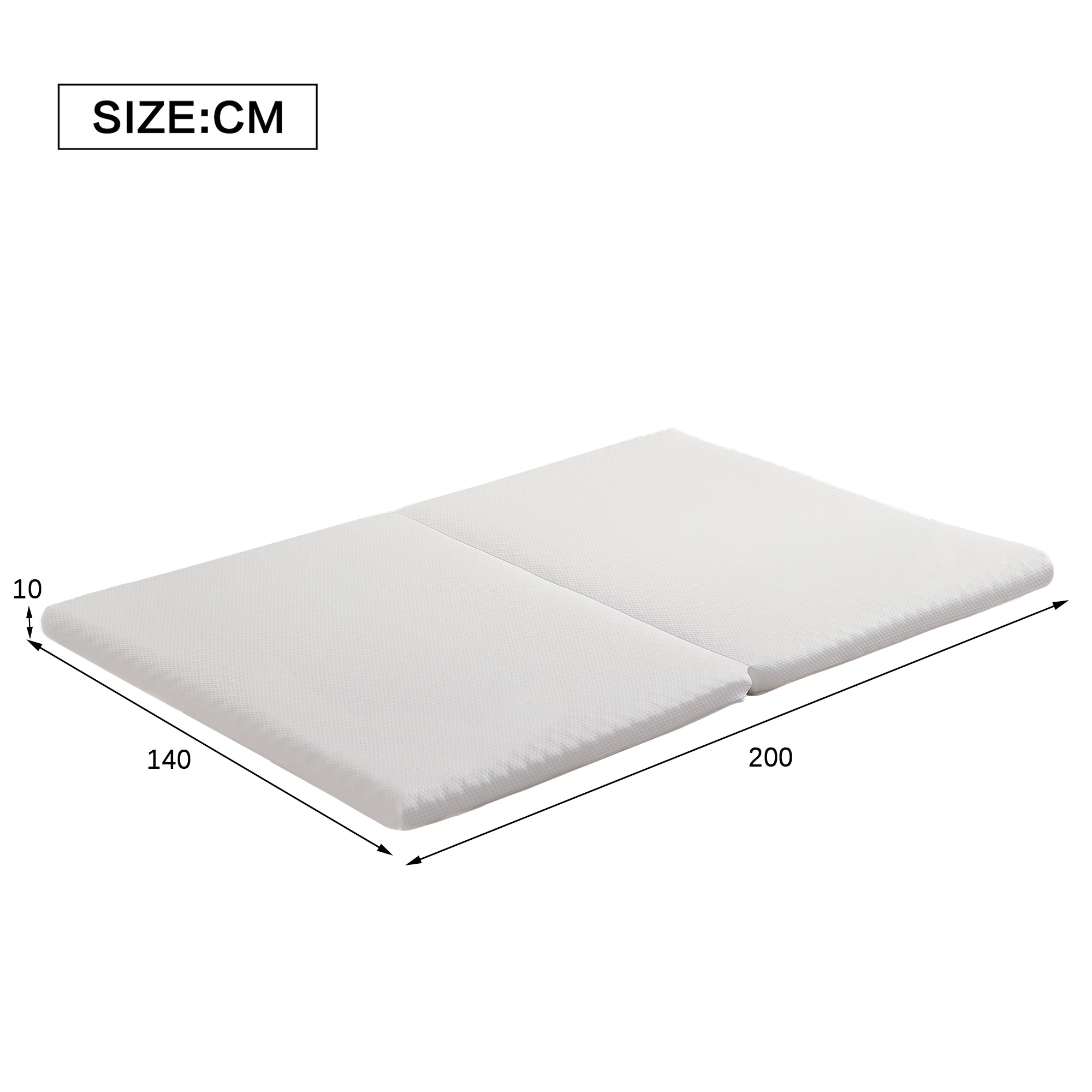 Foldable mattress, ergonomic breathable durable, white