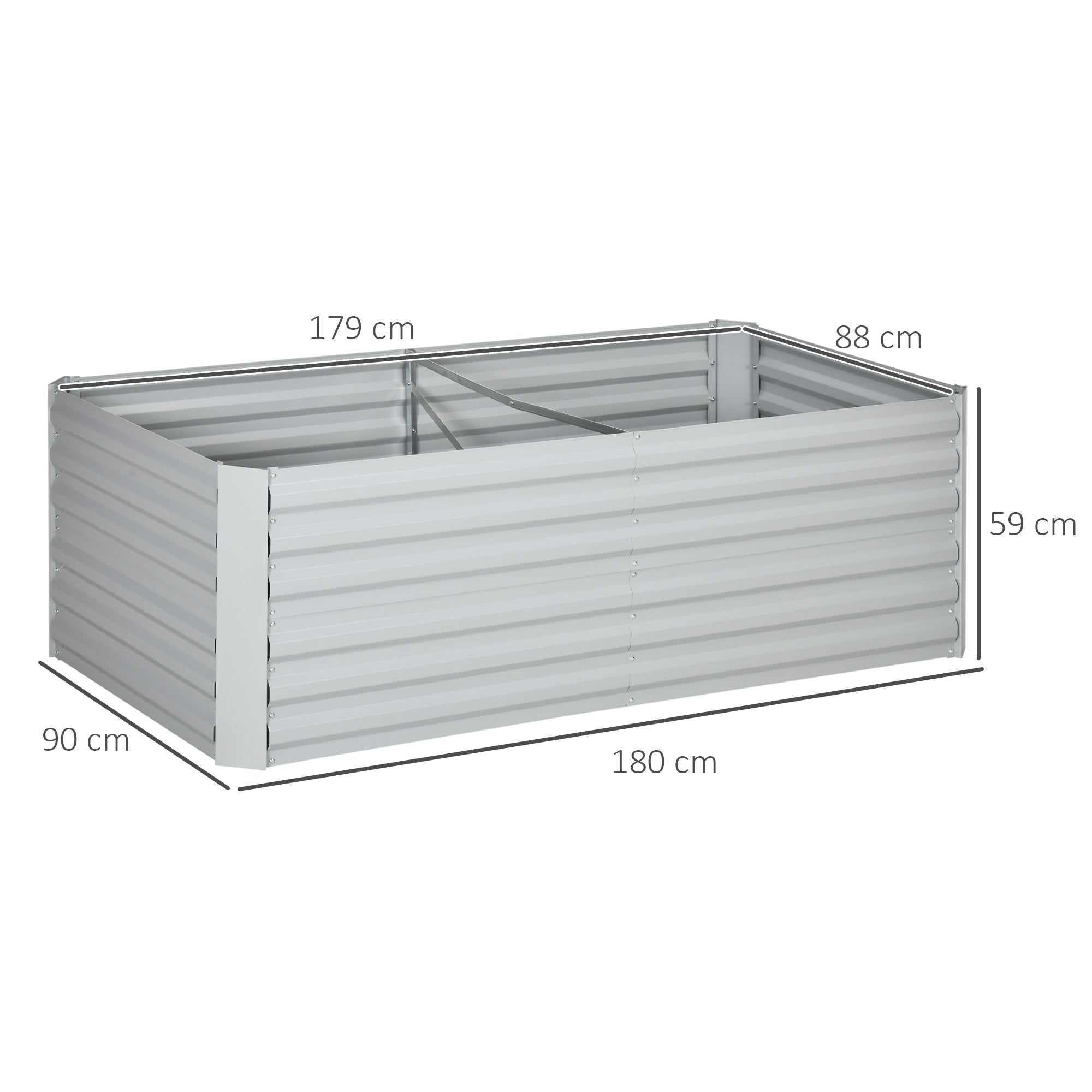 Raised Bed, Steel Planter 180x90x60cm, Steel