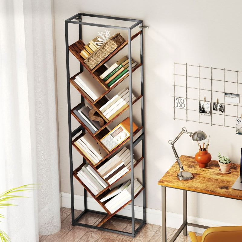 Bookshelf 10 Shelf Industrial Style Black/Brown