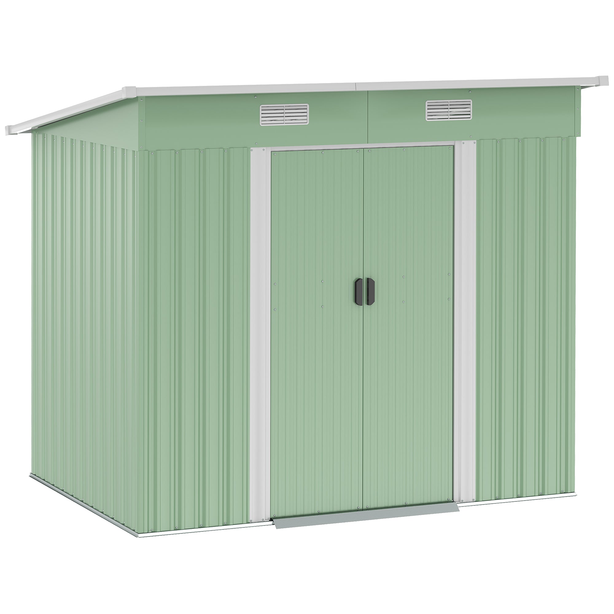 7 x 4ft Outdoor Garden Metal Storage Shed, Tool Storage Box, Light Green
