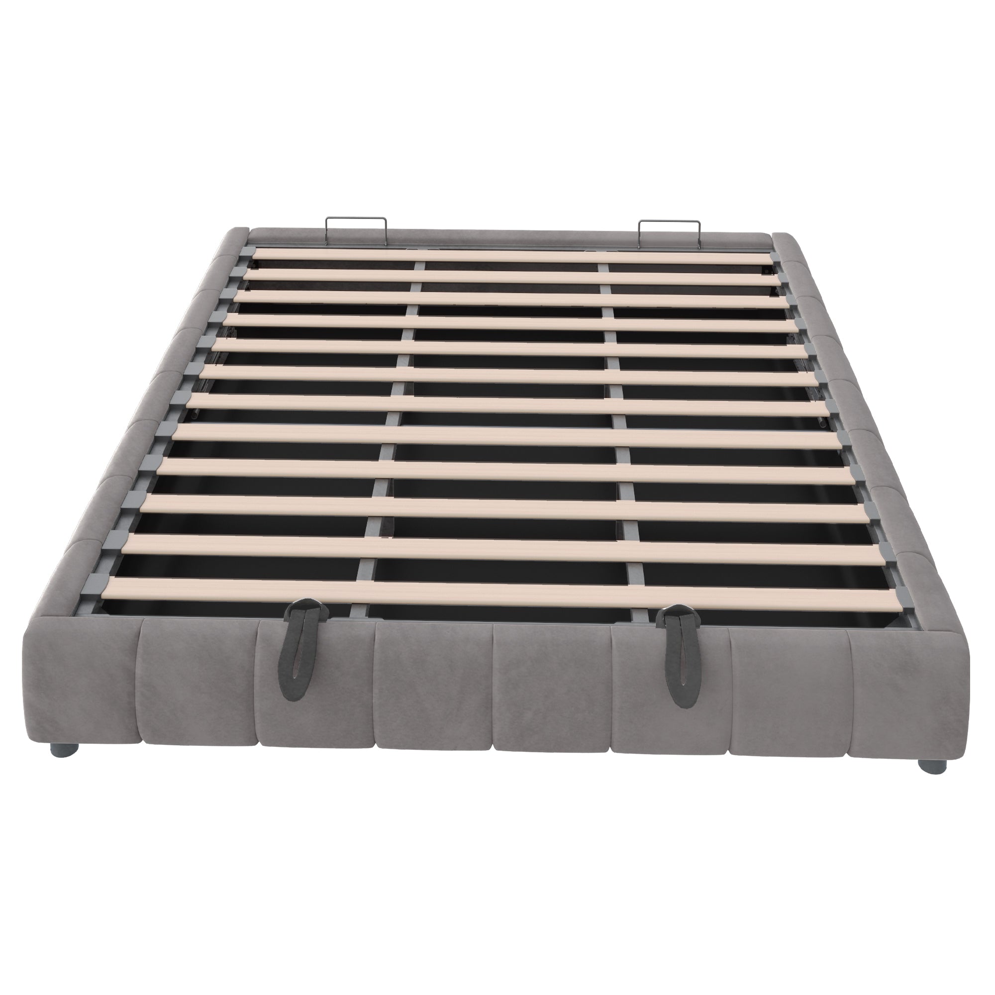 Upholstered Bed, 180x200cm LED Floating with Storage, Grey