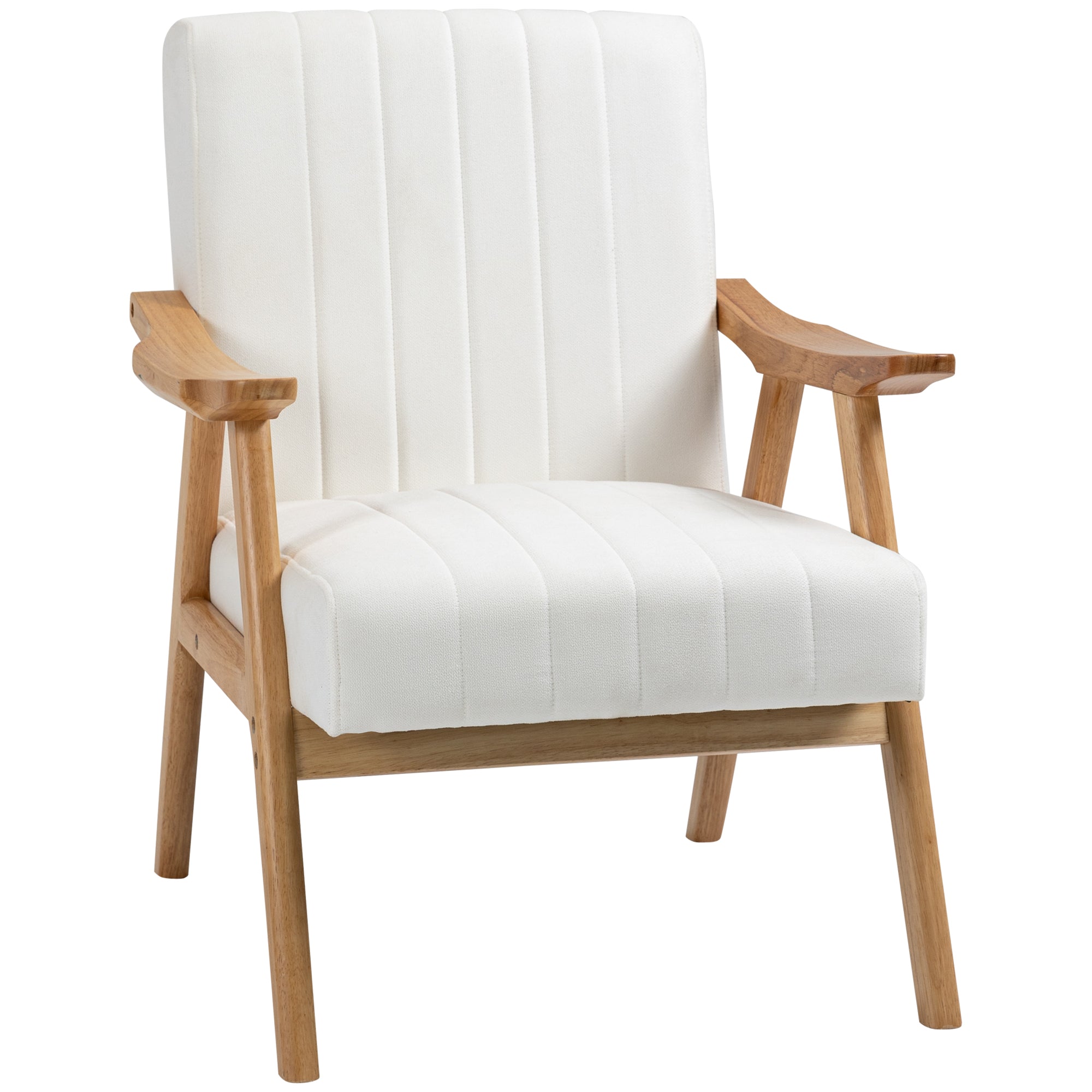 Upholstered Armchair Lounge Chair, Armrests Scandinavian Design, Cream Velvet