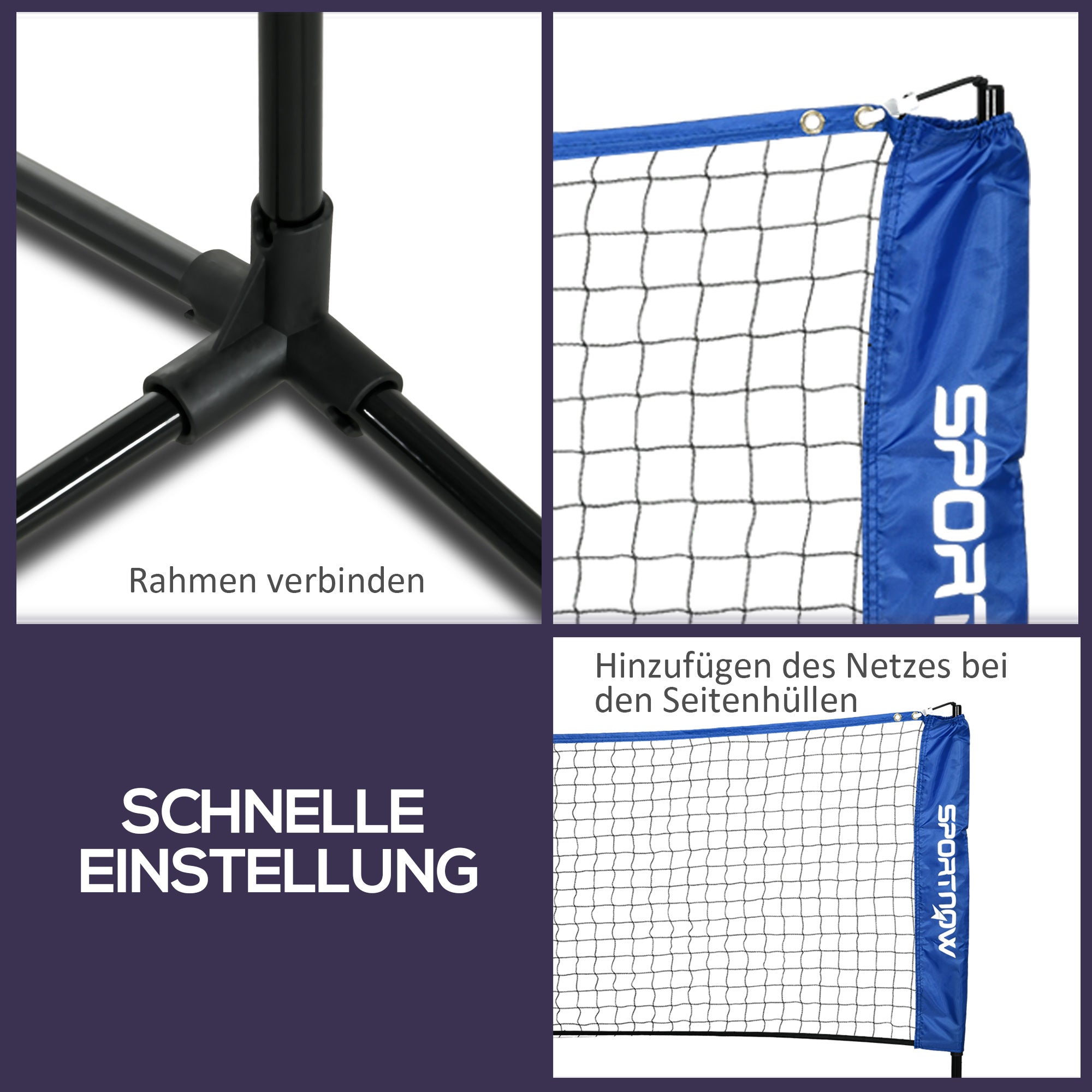 SPORTNOW Badminton Net Set, Foldable & Height-Adjustable for Indoor/Outdoor, Polyester