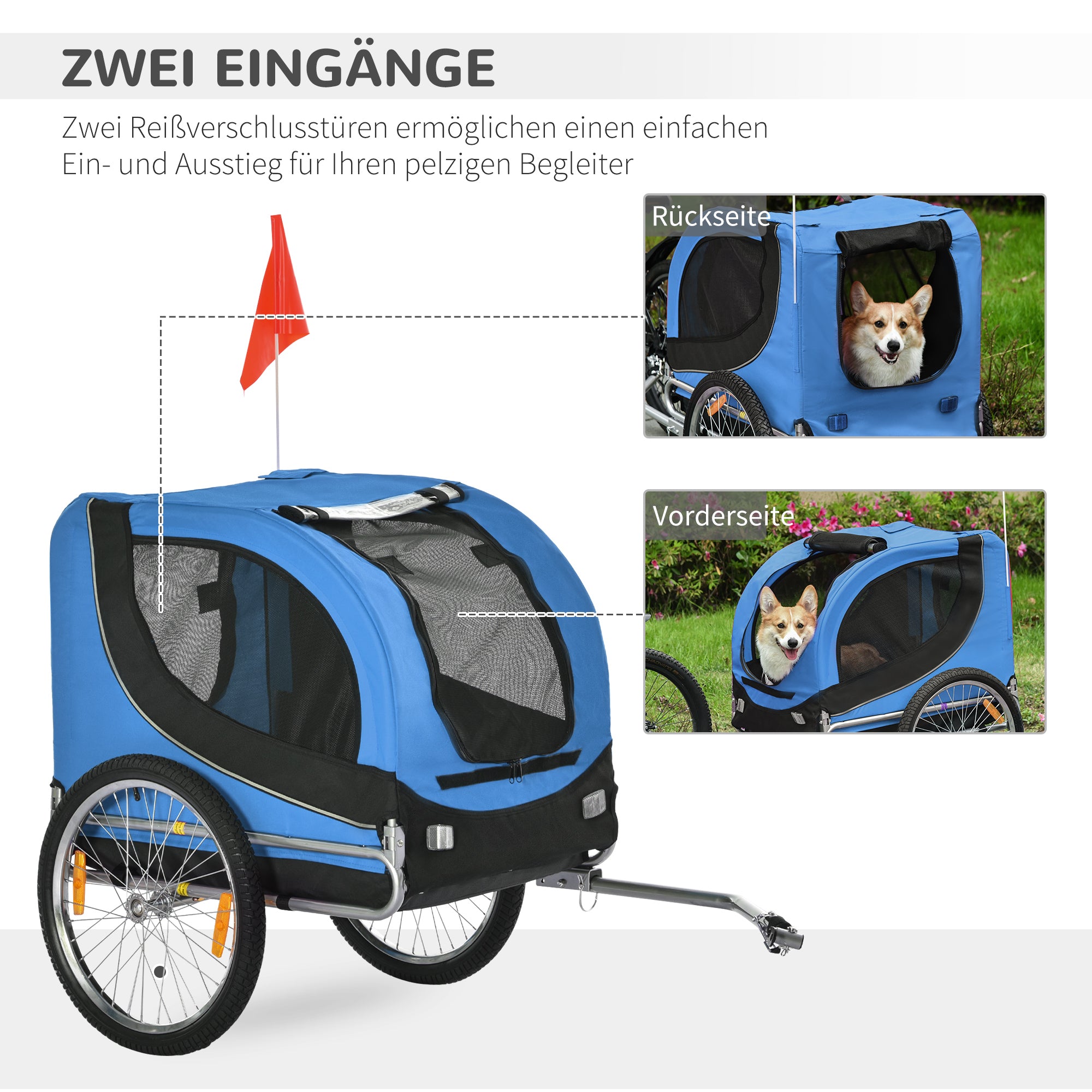 Dog Trailer, Bicycle Transporter, Blue+Black