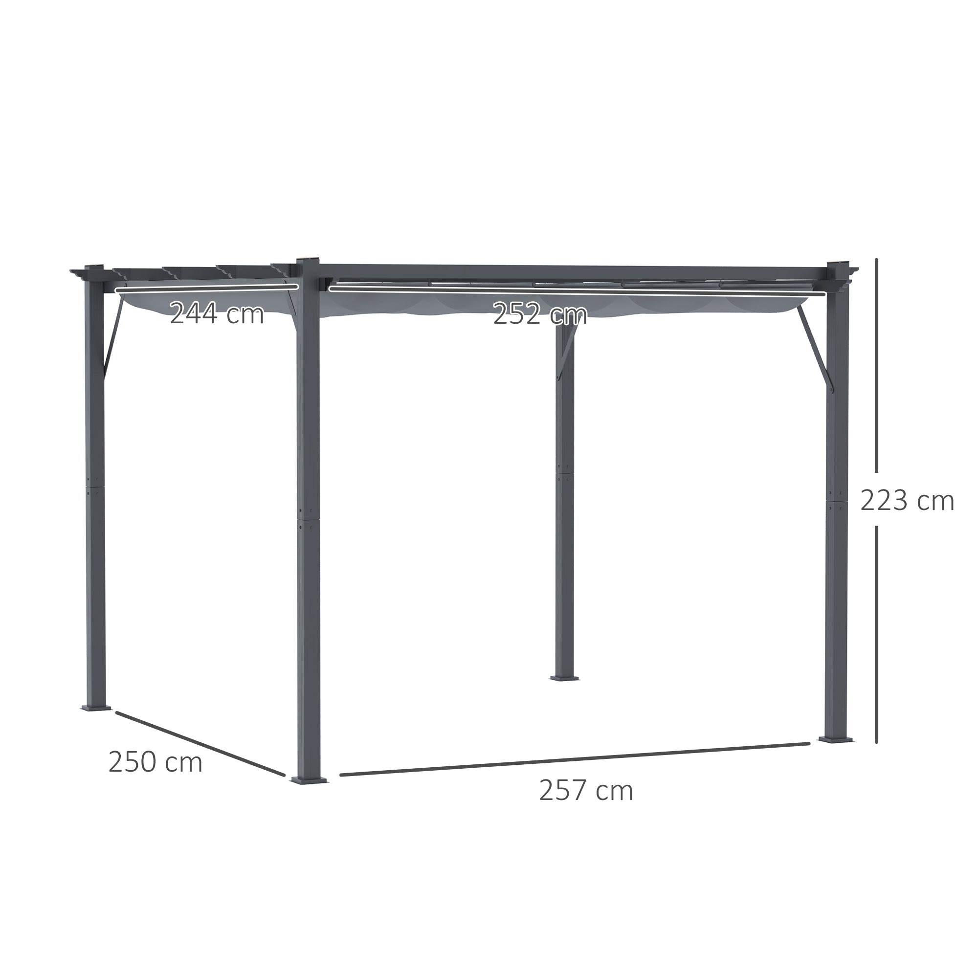 Aluminum Gazebo with Retractable Roof, 3 x 3 m - Grey