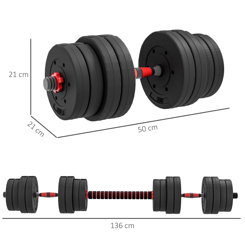 Adjustable Dumbbells, 30kg 2-in-1 Weight Set for Fitness, Black