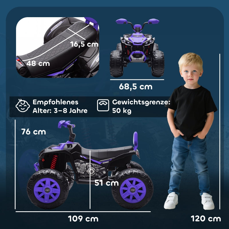 Children's Electric Quad Bike with 4 Wheels and MP3 Function, 24V Blue