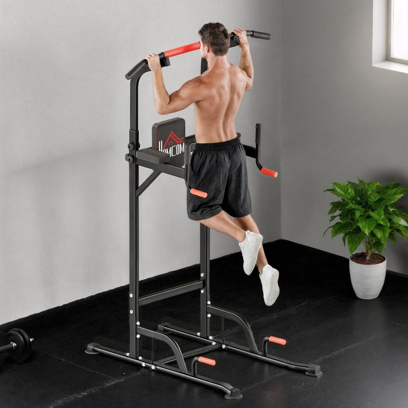 Power Tower Height Adjustable Dip Station Pull-Up Bar Padded