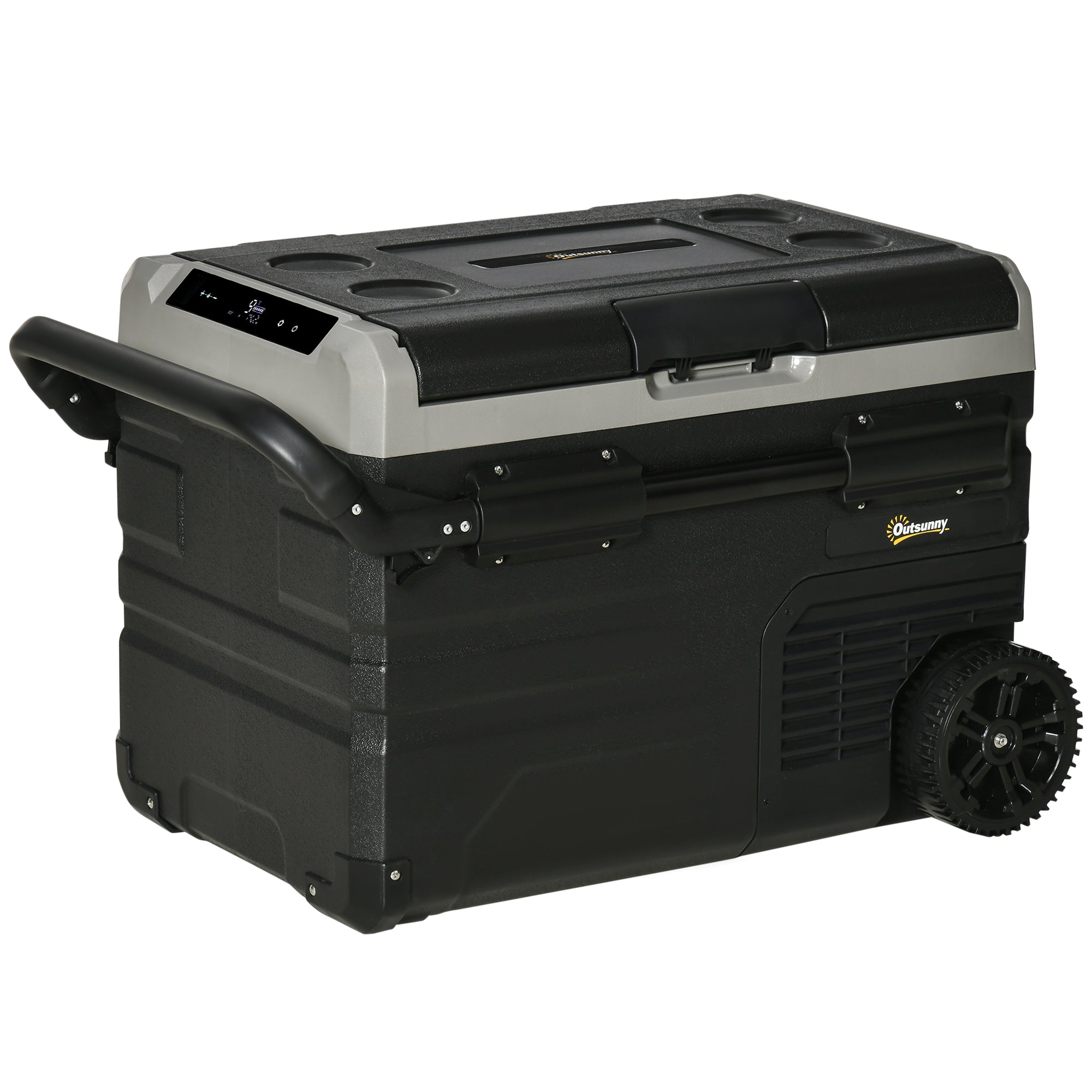 Car Cooler 40L with LED Lighting Compressor and Wheels, Grey and Black