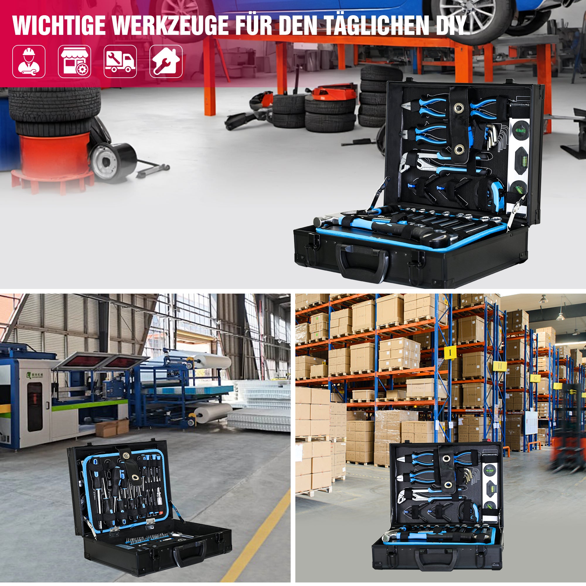 Combined Maintenance Tool Kit, 247-Piece Basic Set, Steel/Plastic