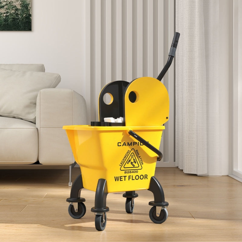 Cleaning Cart Mop Bucket with Press, 26 Liter, Yellow