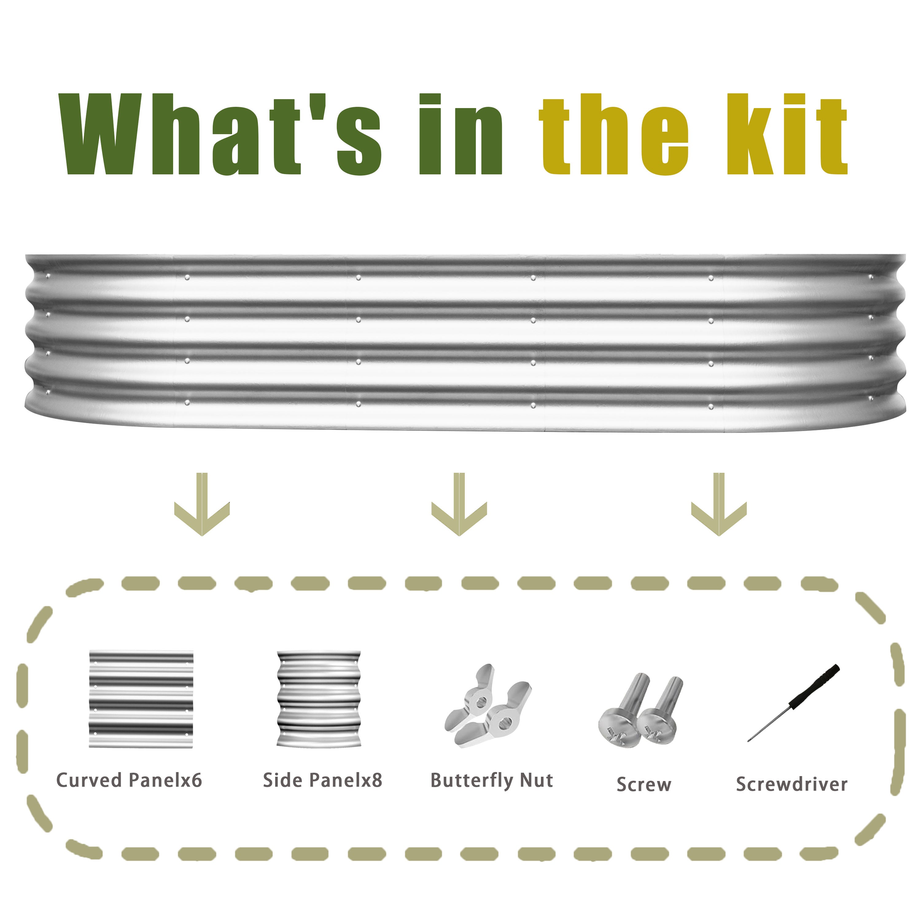 Raised Bed Metal Galvanized Planter Elevated Garden Kit, Rust Resistant, Easy Assembly, 6x3x1ft, Metal