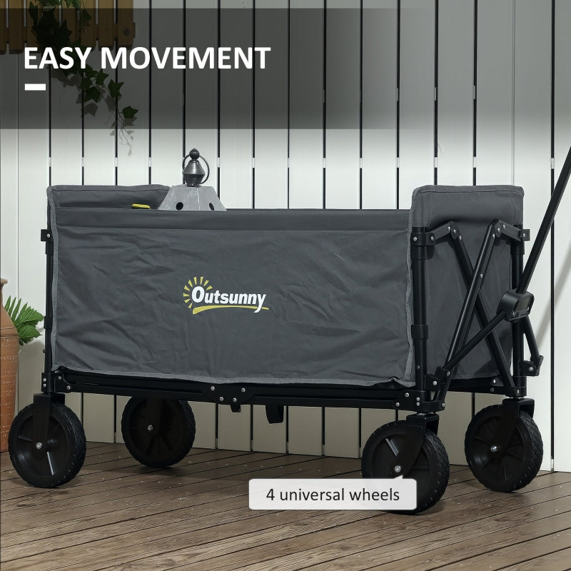 120L Festival Trolley, Folding Compact Cart with Adjustable Handle, Grey
