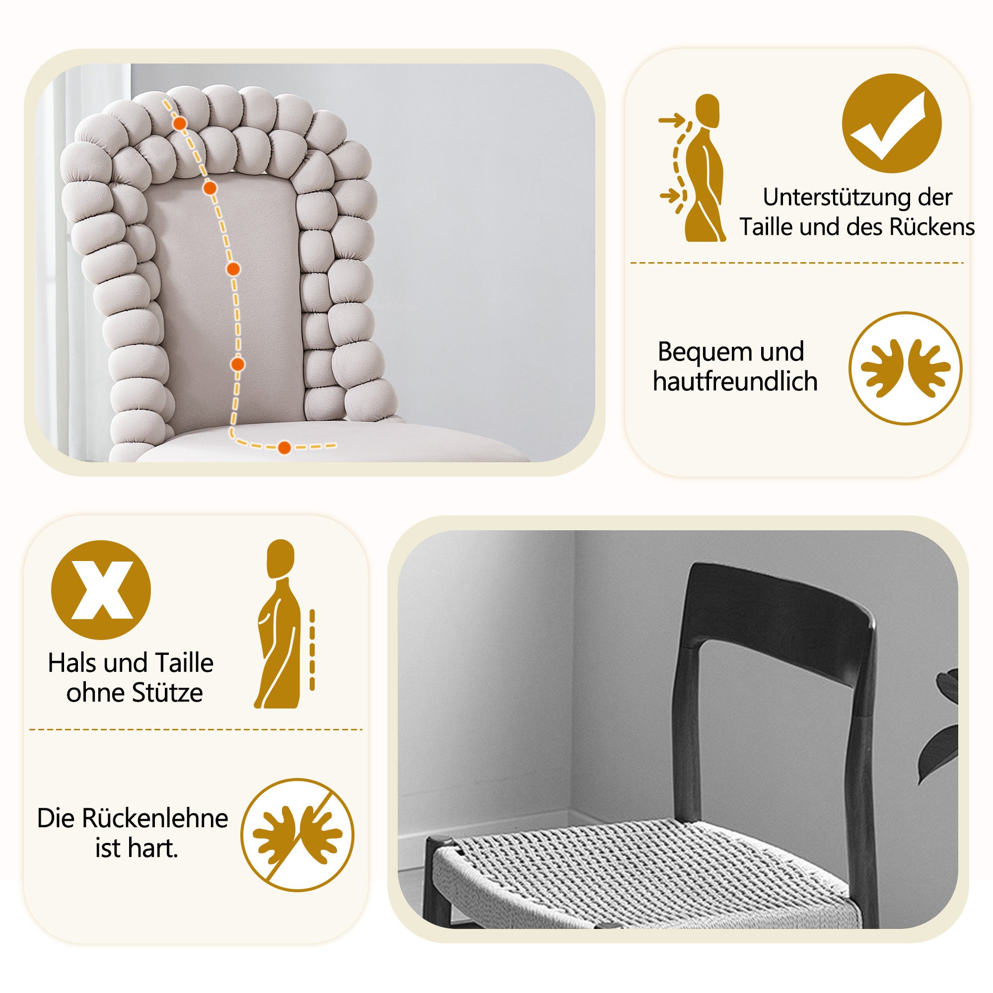 Dining Chairs Set of 2 Ball Chain Backrest Gold-Plated Legs Light Gray Velvet