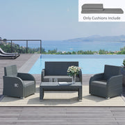 Outdoor Seat Cushion Pads, 3 PC Set for Rattan Furniture, Dark Grey