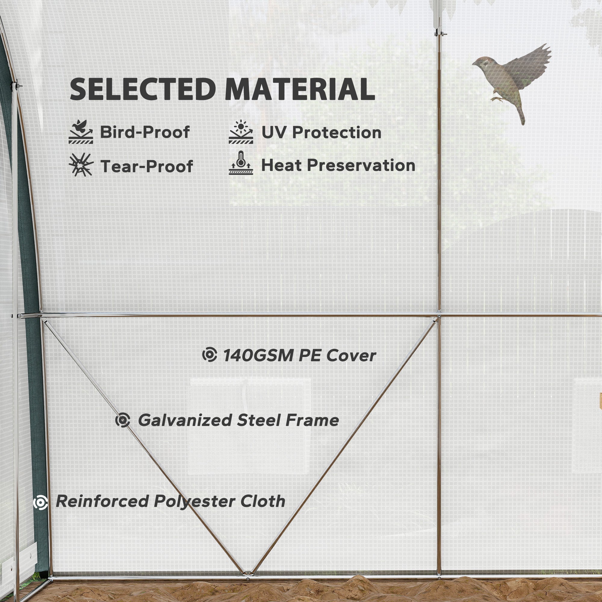 Walk-In Tunnel Greenhouse 4 x 3m with Accessories - White