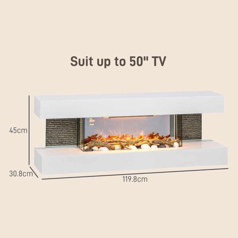 Electric Fireplace 47inch/120cm Wall Mounted Freestanding 2000W Remote Control, White