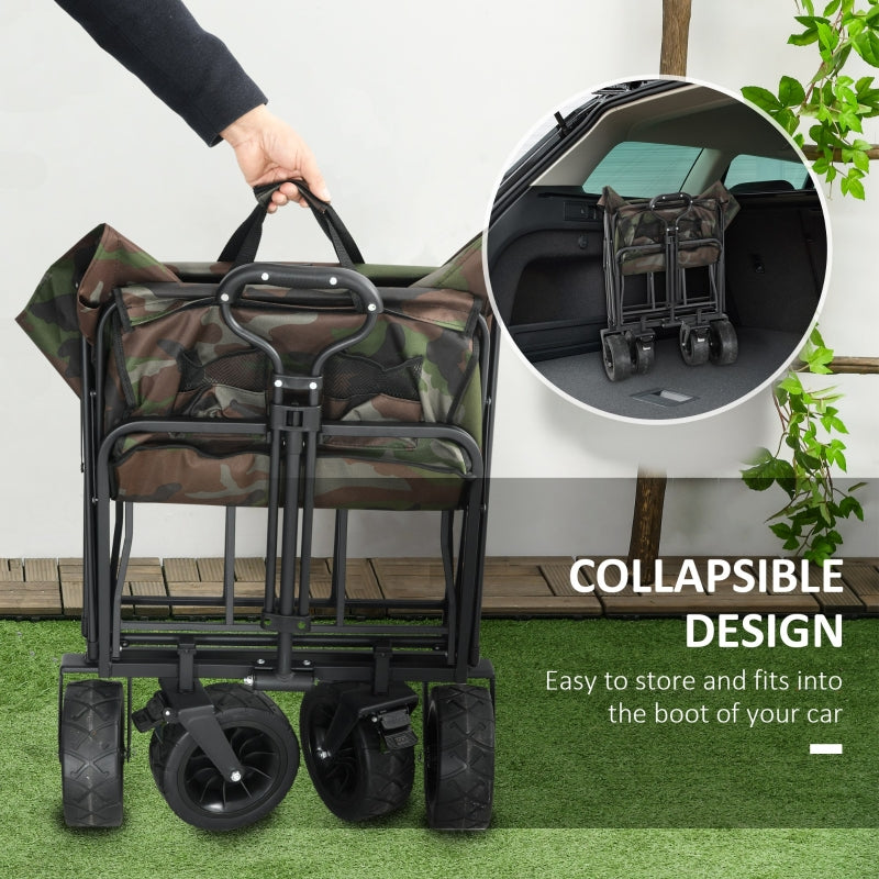 95L Folding Garden Trolley with Steel Frame and Handle, Multicolor