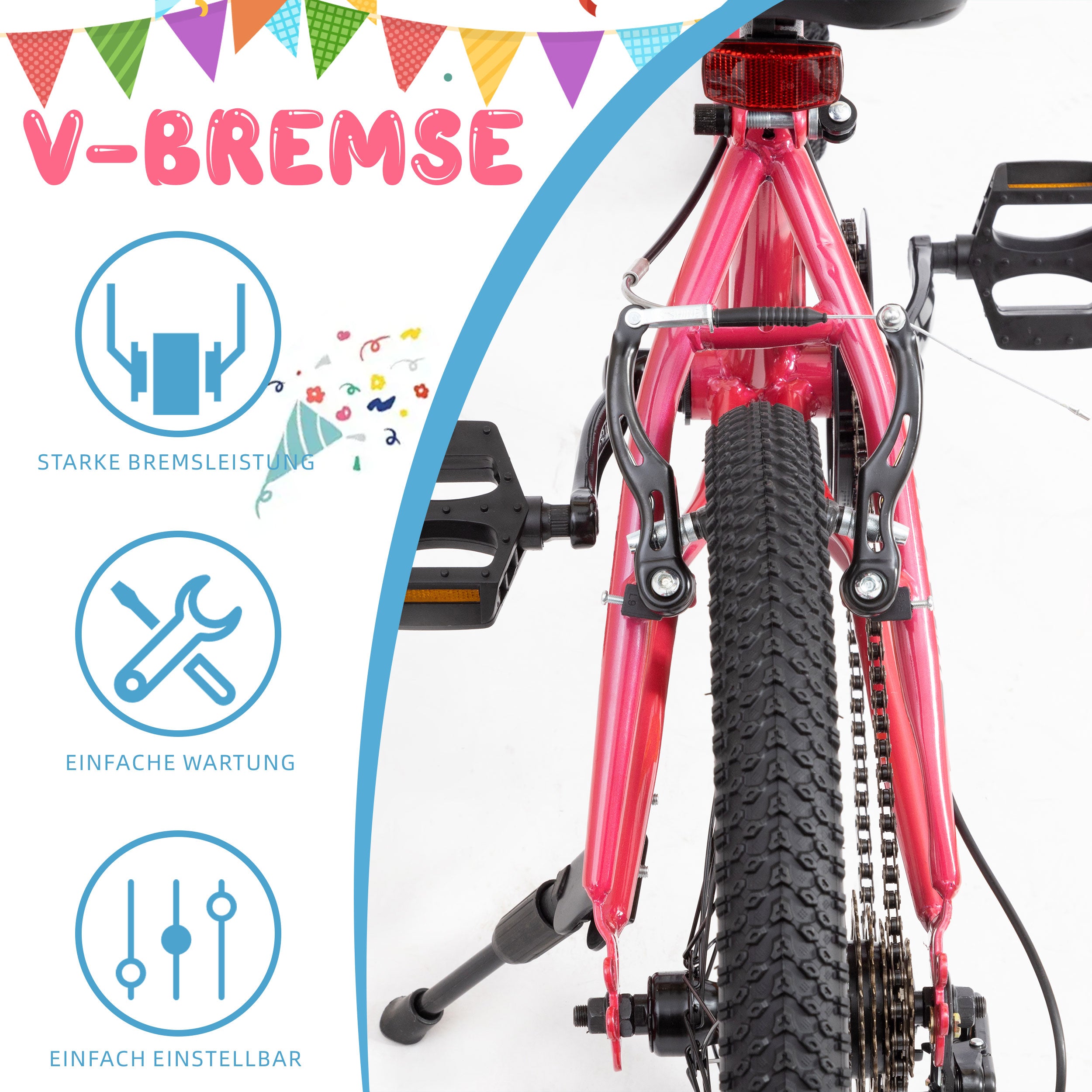 20-inch Children's Mountain Bike with 6-Speed Derailleur and V-Brakes, For Boys and Girls