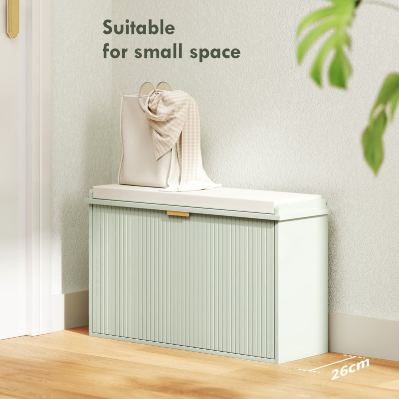 Elegant Eight Shoe Bench with Top Seat Green