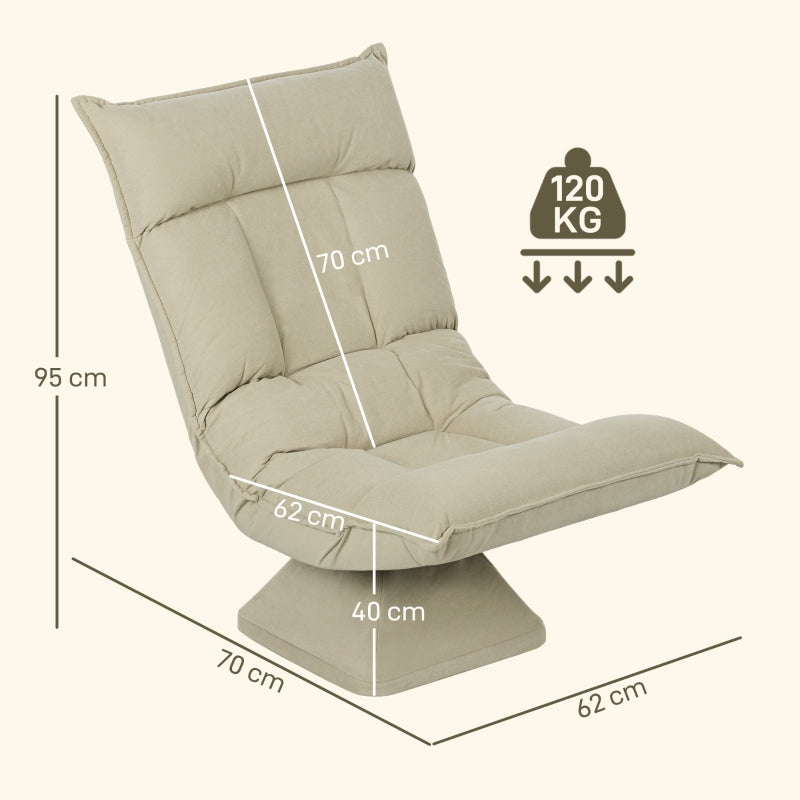 Floor Chair 360° Rotatable, 5-Way Adjustable, Foldable, Beige