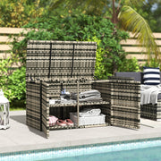Rattan Storage Box, 350L 2-Level Weatherproof, Mixed Grey