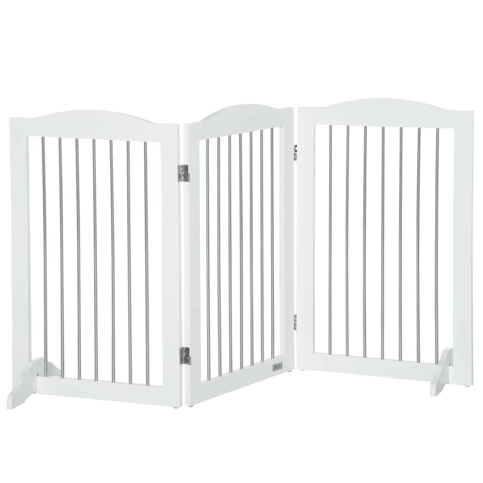 Dog Gate Foldable 3-Panel Stair Safety Barrier, White