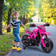 AIYAPLAY electric kids motorcycle with training wheels, horn, and starting sound, pink