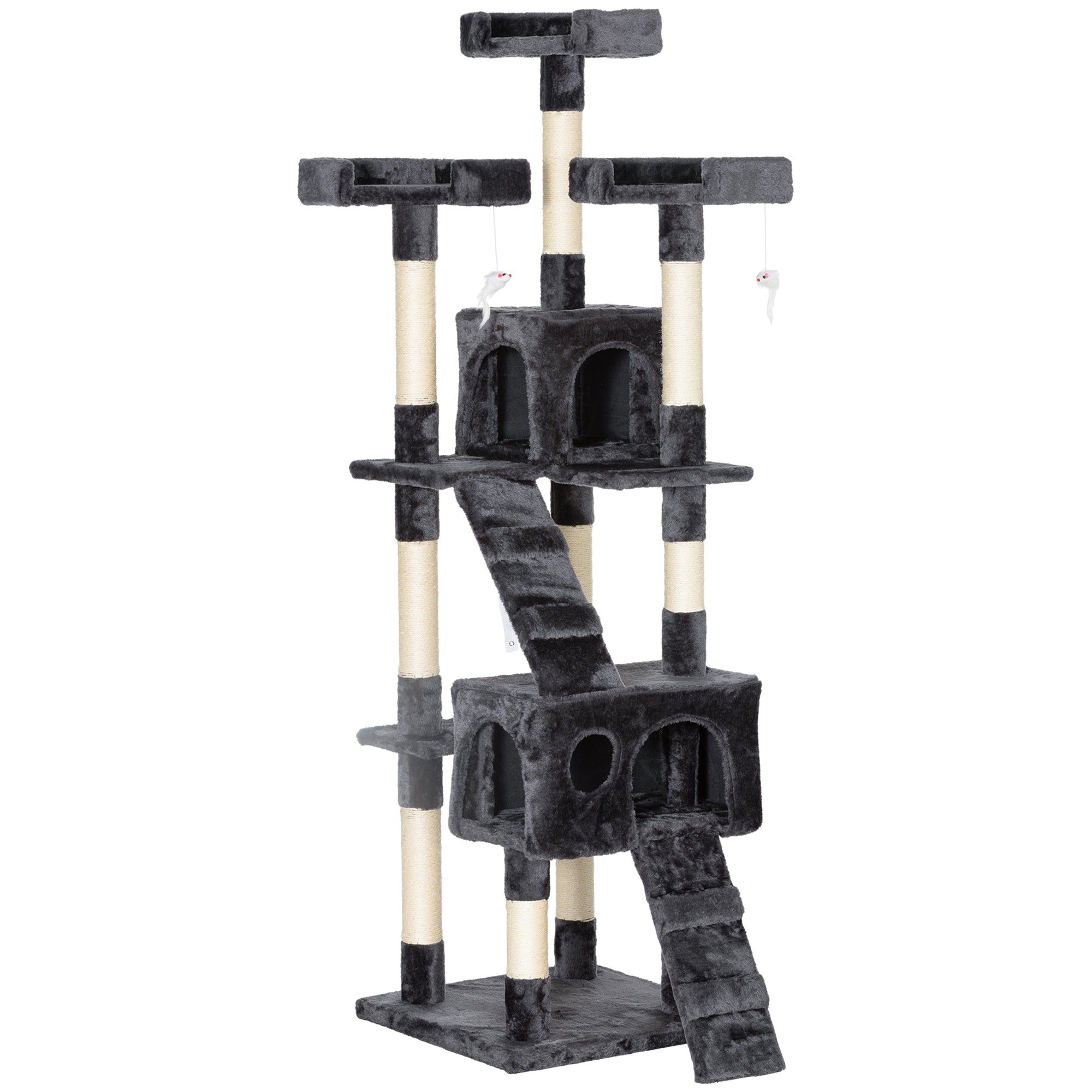 XXL Cat Tree Multi-Level with Cat Cave, Ladder, 50x50x170cm, Grey