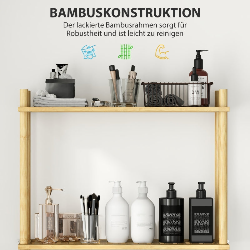 Toilet Shelf, 3 Tiers Space Saving, Natural Wood