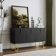Sideboard, 3-Door with Adjustable Shelves & Metal Handles, Black