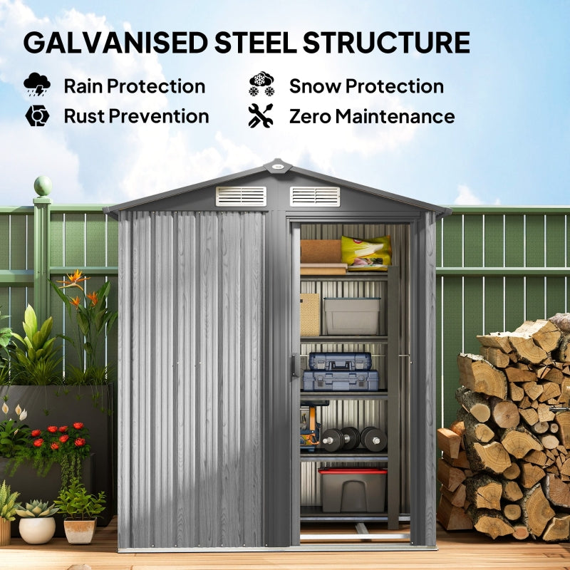 Outdoor Garden Storage Shed 4.3 x 5ft Grey Wood Effect