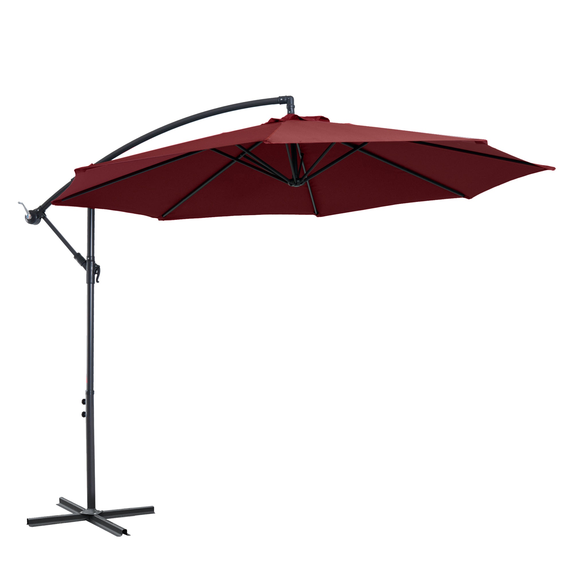 Cantilever Umbrella Parasol, 3M Hanging Banana Style Steel, Wine Red