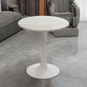 Coffee Table 27.6-inch Mid-Century Modern Round Marble Top - White