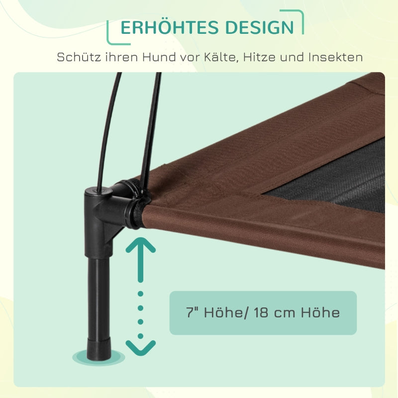 Outdoor Pet Bed with Canopy, Elevated, Taffeta Fabric, Coffee