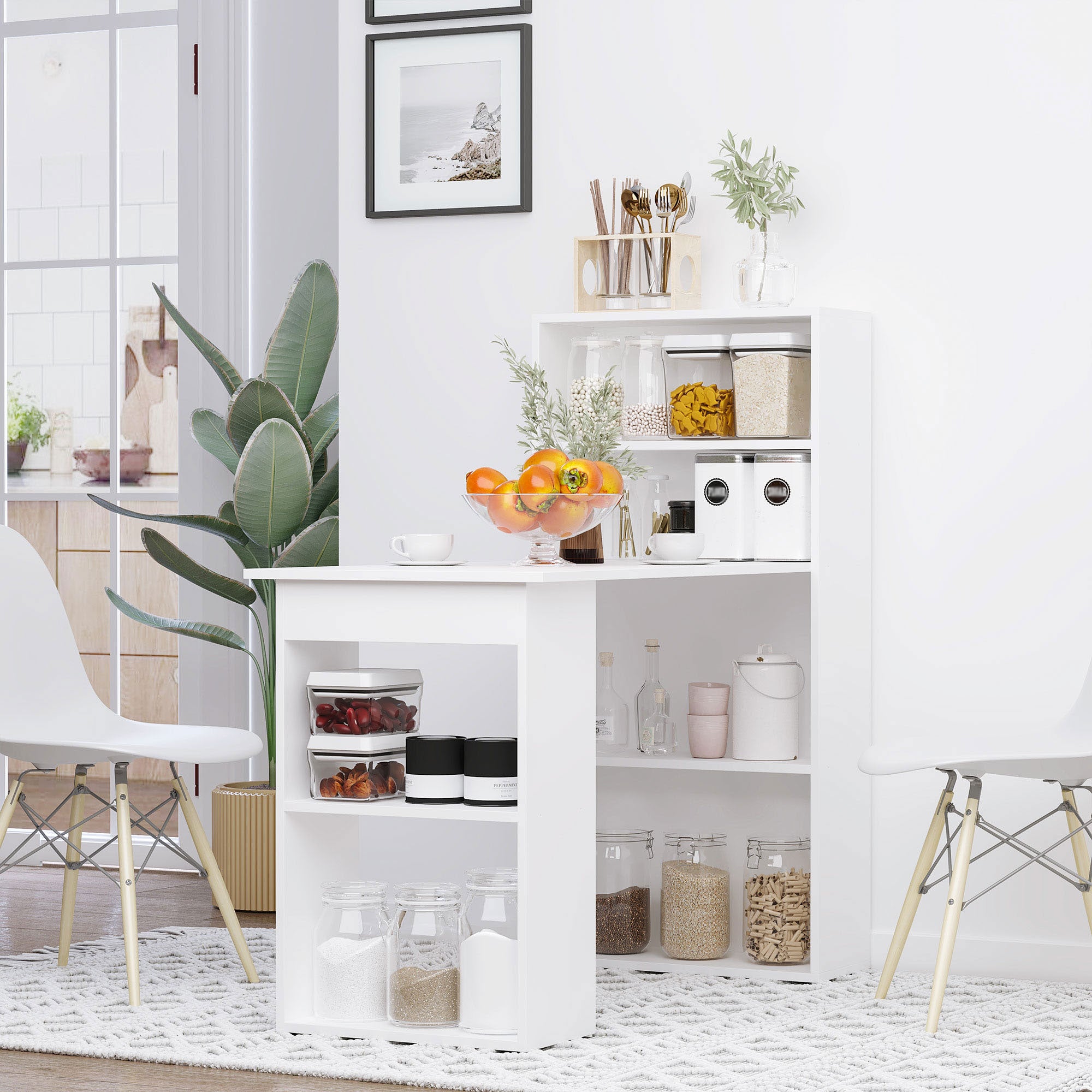 Desk, 120x55cm with Shelf, Multi-Purpose Computer/Work Table, White