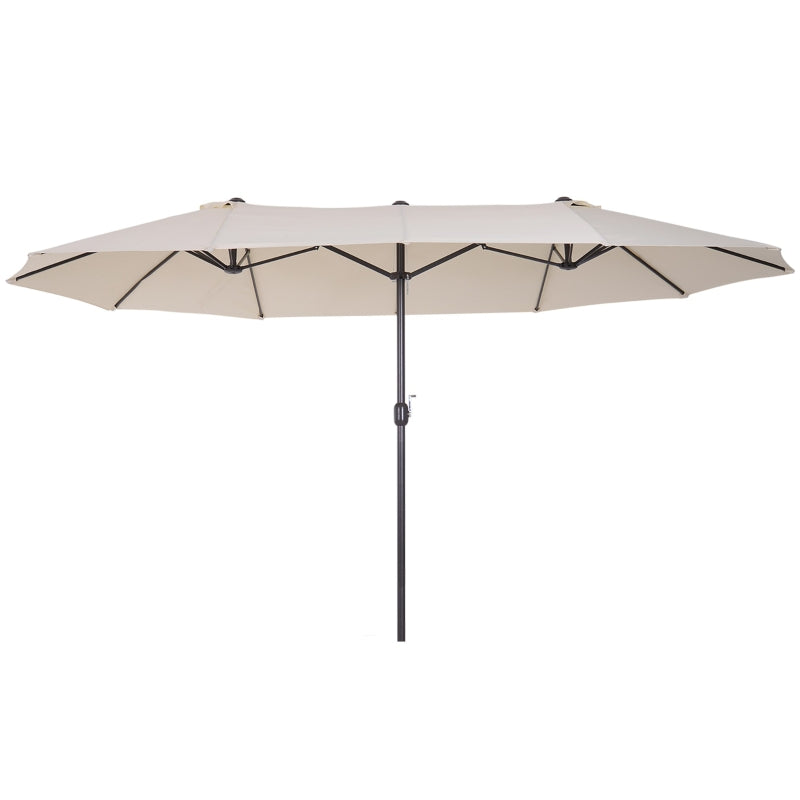 Parasol Double Patio Umbrella, Hand Crank, Oval, Beige