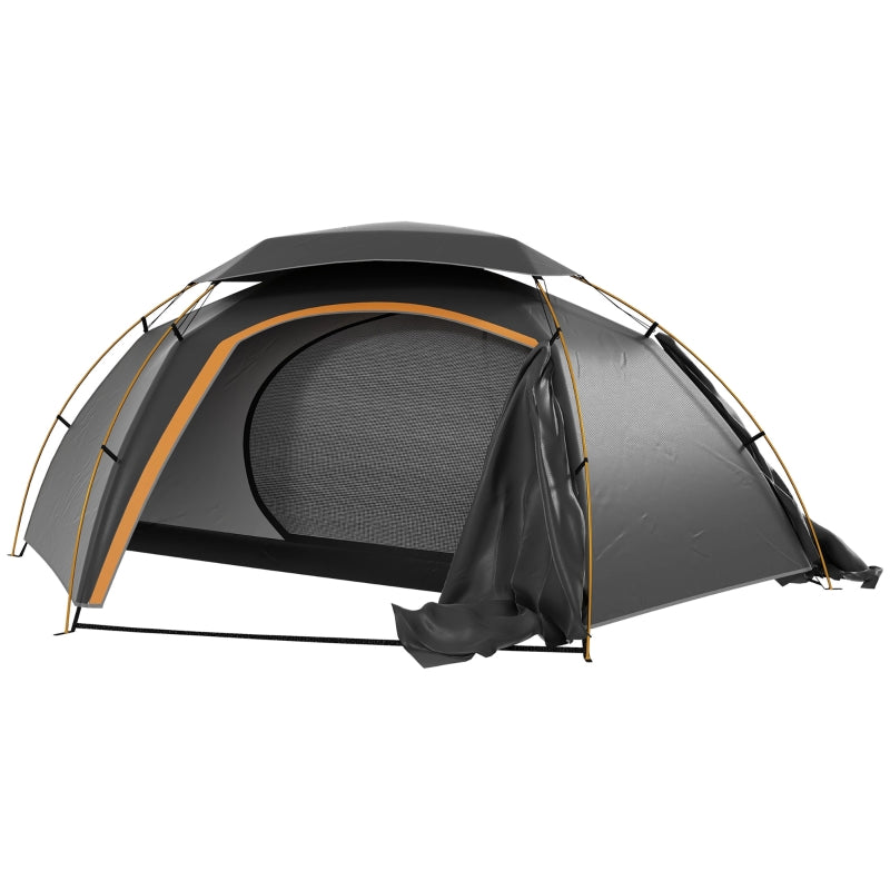 Aluminium Frame Dome Tent, 2000mm Waterproof 1-2 Man with Removable Rainfly, Grey