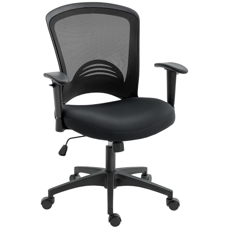 Mesh Office Chair Adjustable Mesh Back Tilt Casters - Black