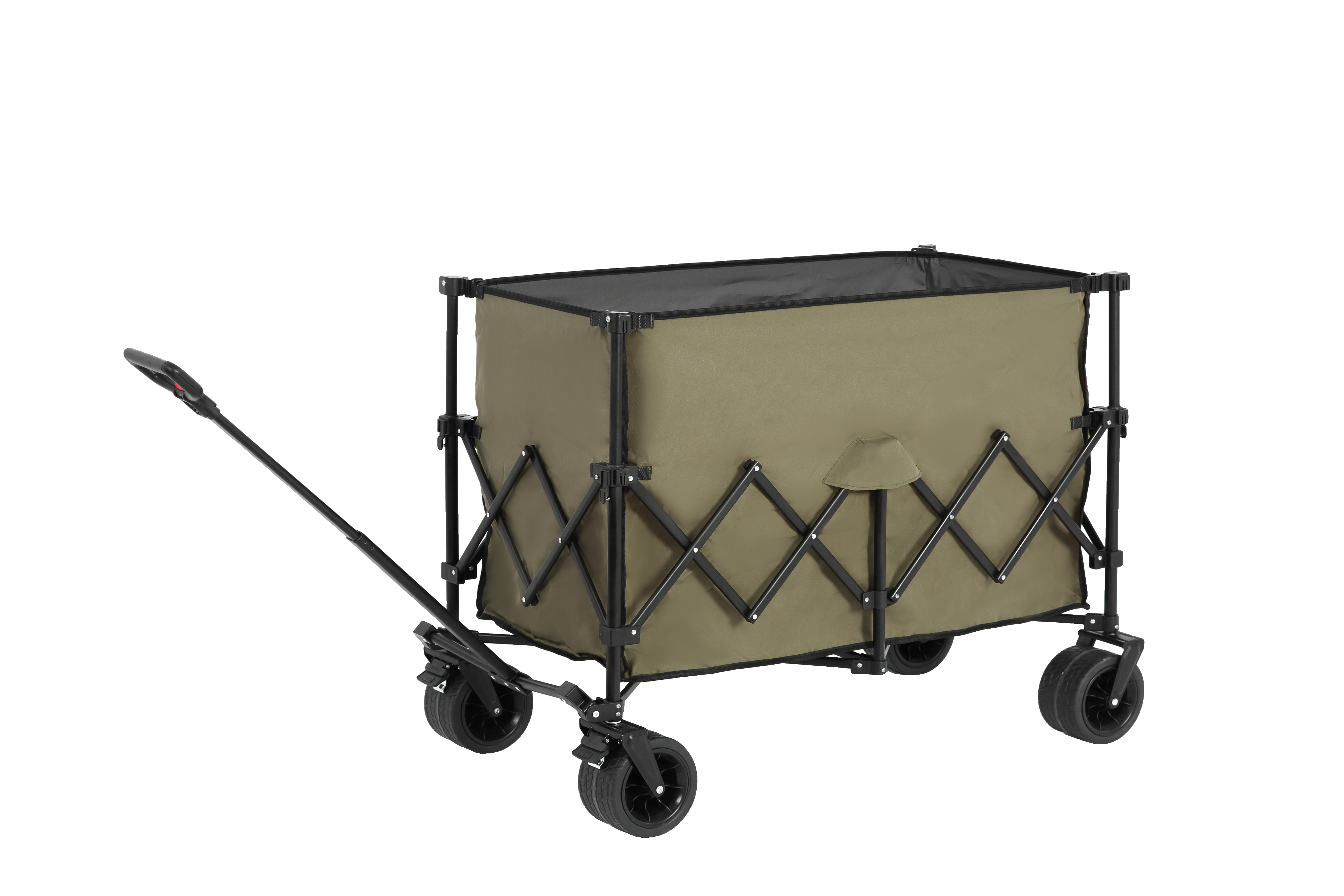 Beach Wagon, Collapsible Heavy Duty with Big All-Terrain Wheels & Drink Holders, Army Green