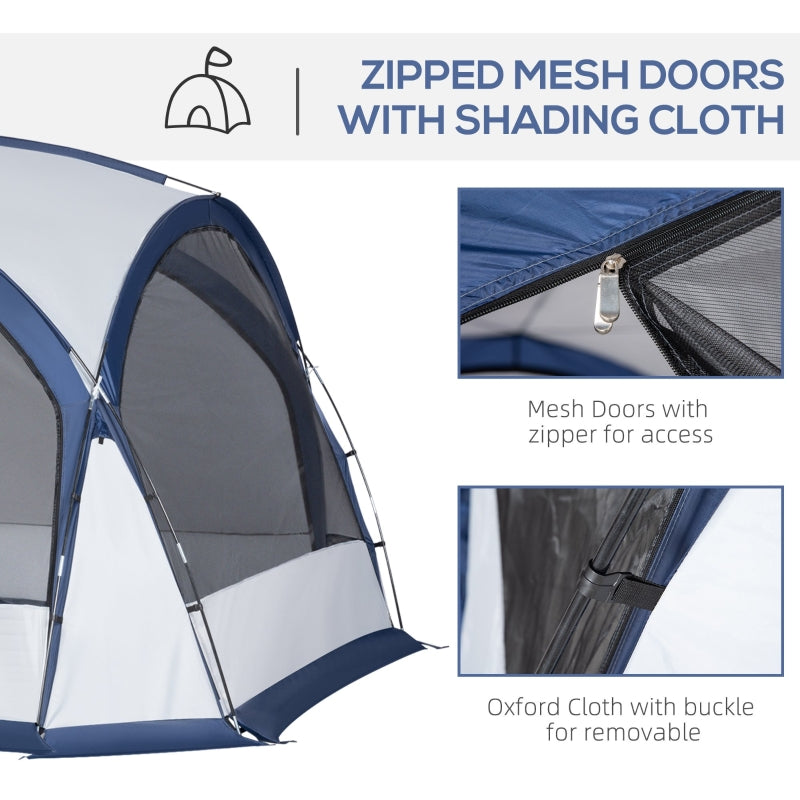 Dome Tent, 6-8 Person Camping with 4 Mesh Doors Oxford Cloth, White and Blue