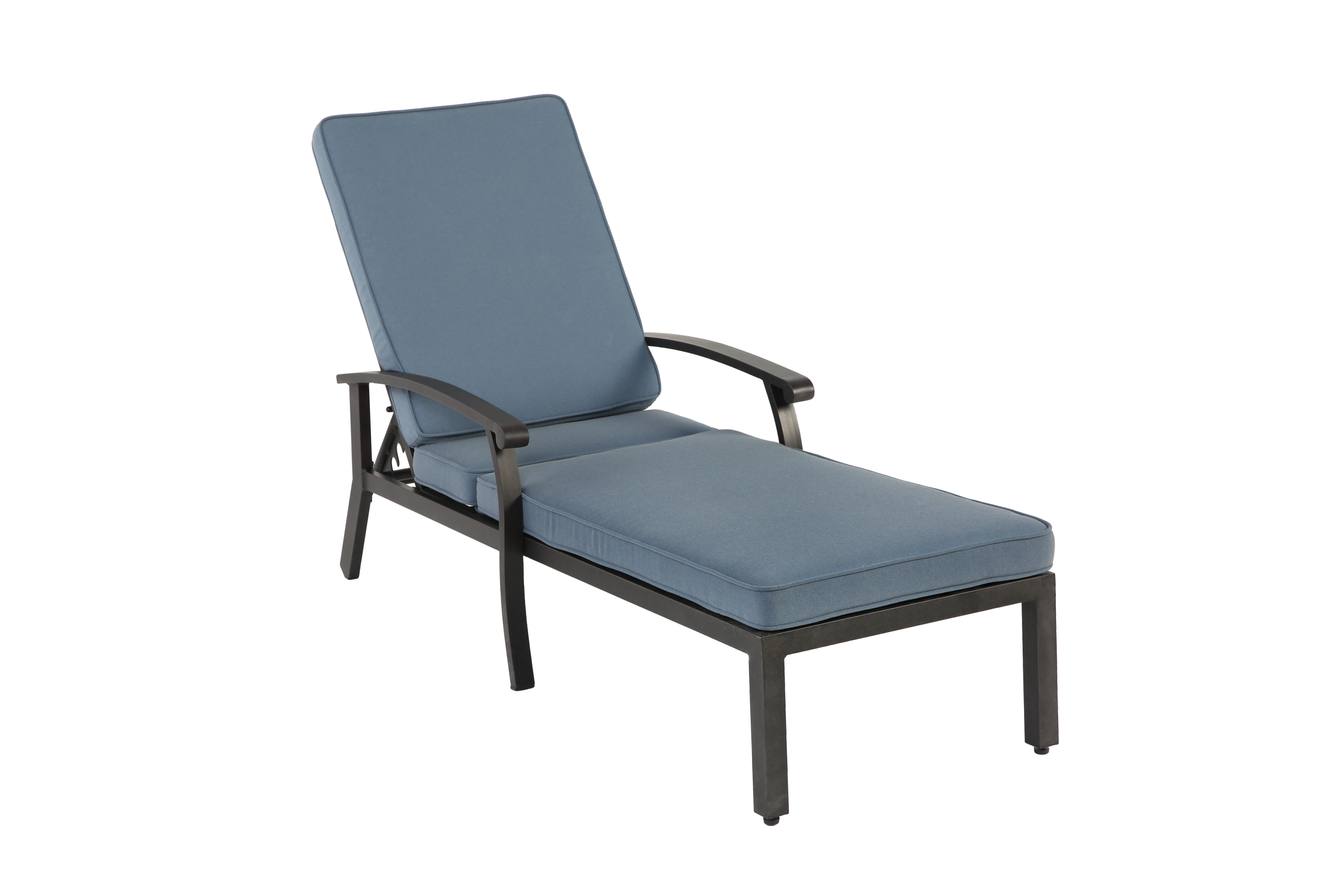 Lounge Patio Chair, Adjustable Reclining Rustproof Aluminum Poolside Chaise, Blue