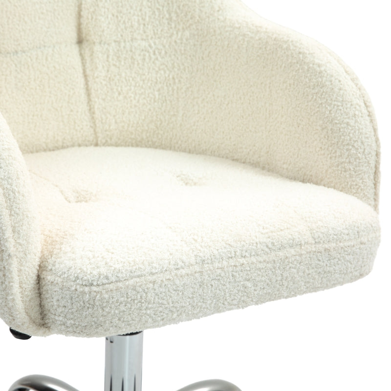 Home office chair, ergonomic desk chair, swivel, height adjustable, rocking function, teddy velvet, cream white