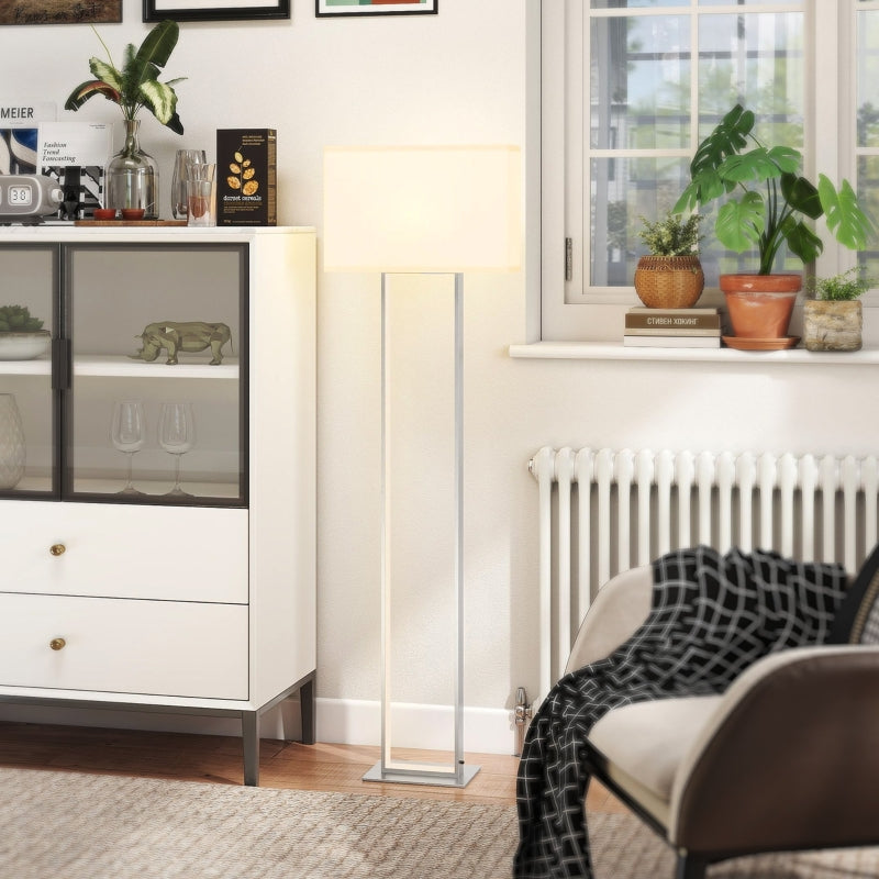 Modern floor lamp, 3 modes, foot switch, adjustable brightness, white linen look