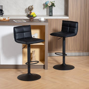 Set of Two Modern Bar Stools Adjustable Swivel Black Faux Leather