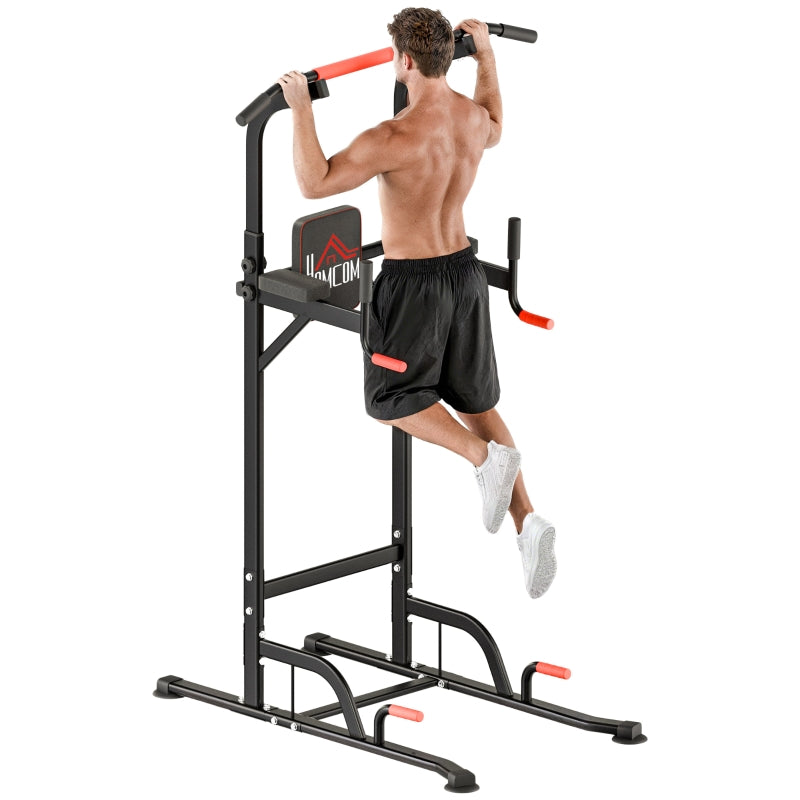 Power Tower Height Adjustable Dip Station Pull-Up Bar Padded