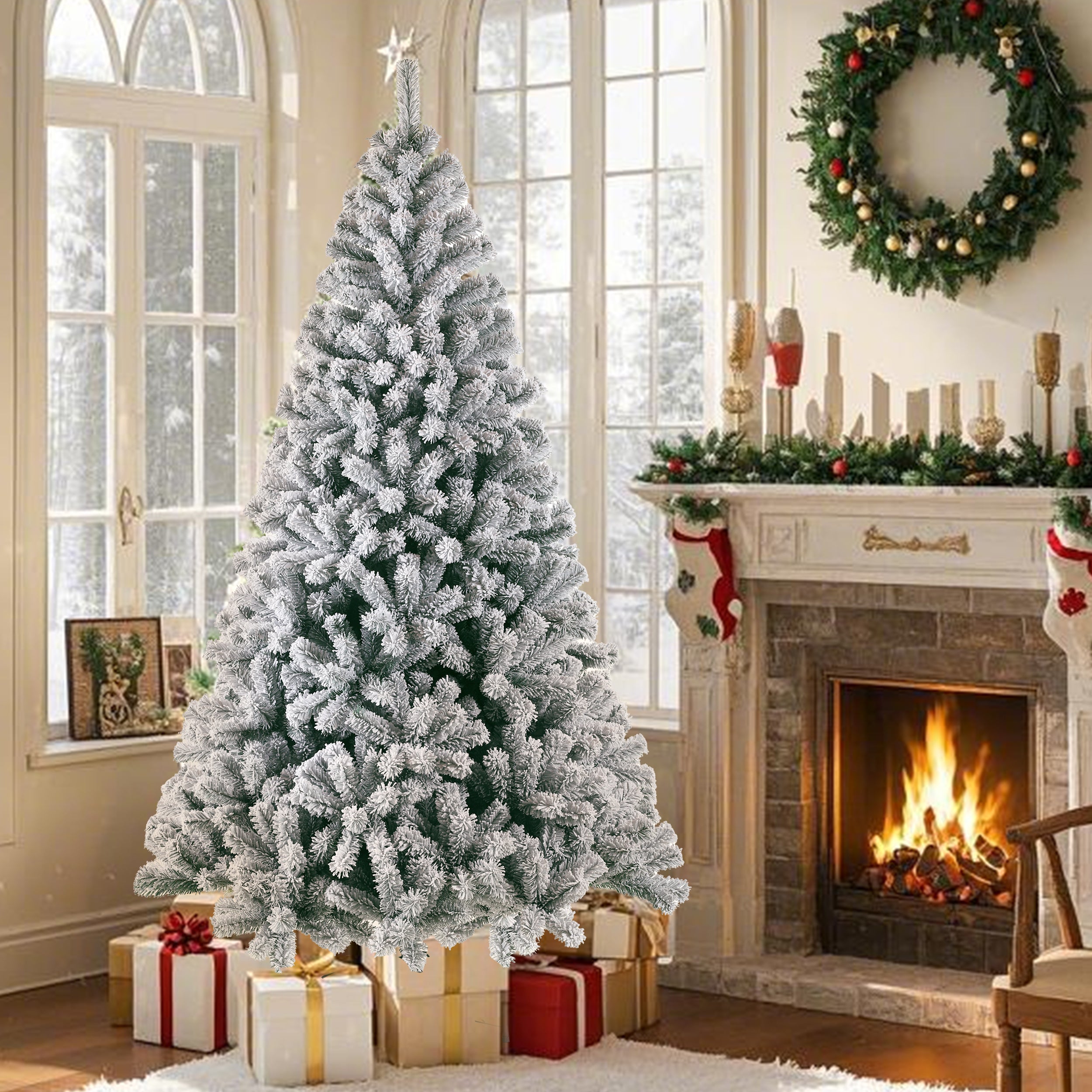 Artificial Christmas Tree 210cm Snow Fir 1298 Tips, 100% PVC